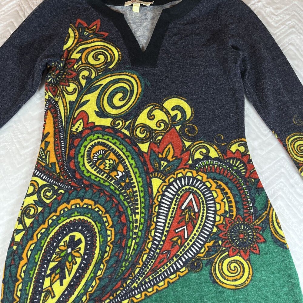Anthropologie Aryeh Sweater‎ Dress Womens Size S Multicolor Geometric Paisley